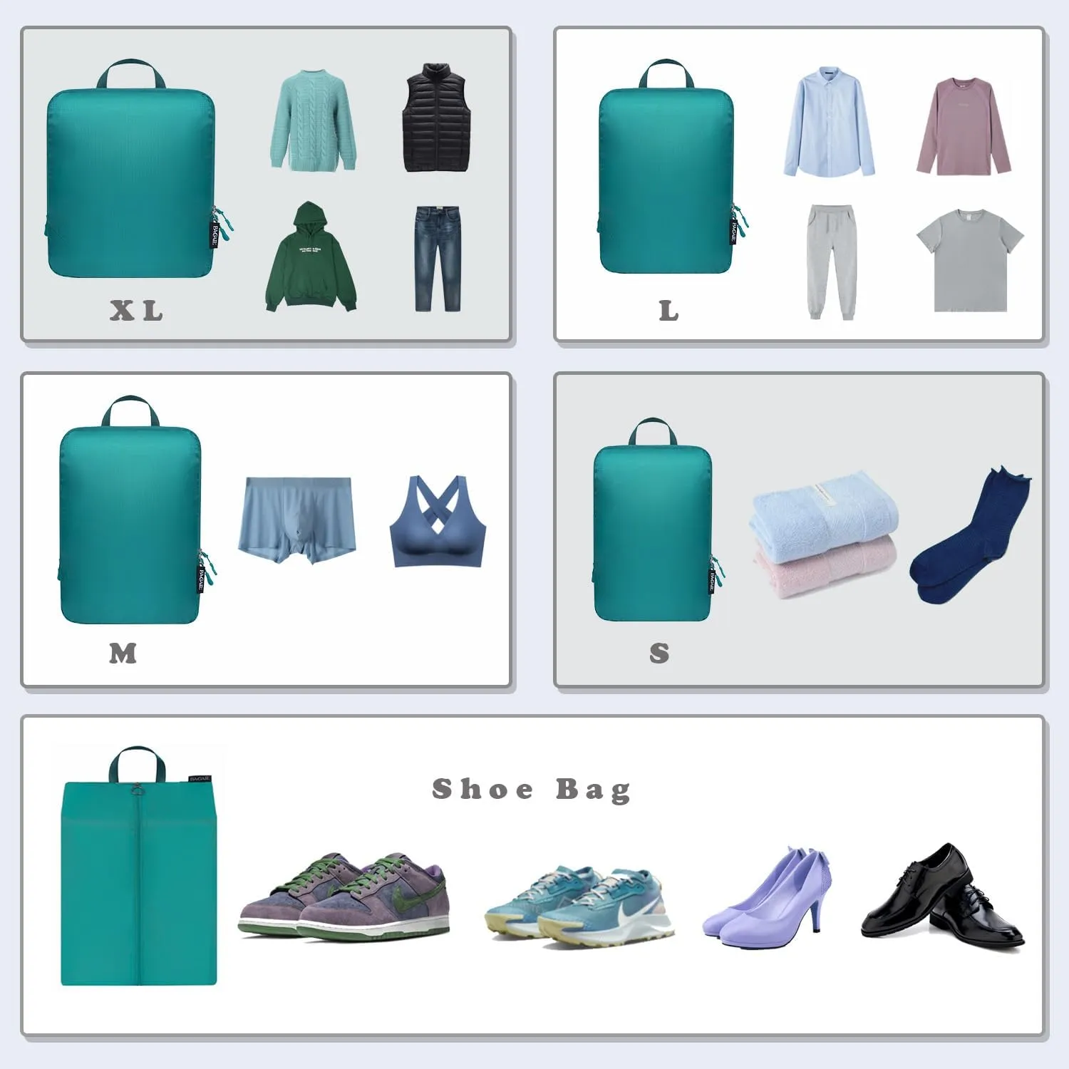 BAGAIL 4 Set/6 Set Ultralight Compression Packing Cubes Packing Organizer for Travel Accessories Luggage Suitcase Backpack