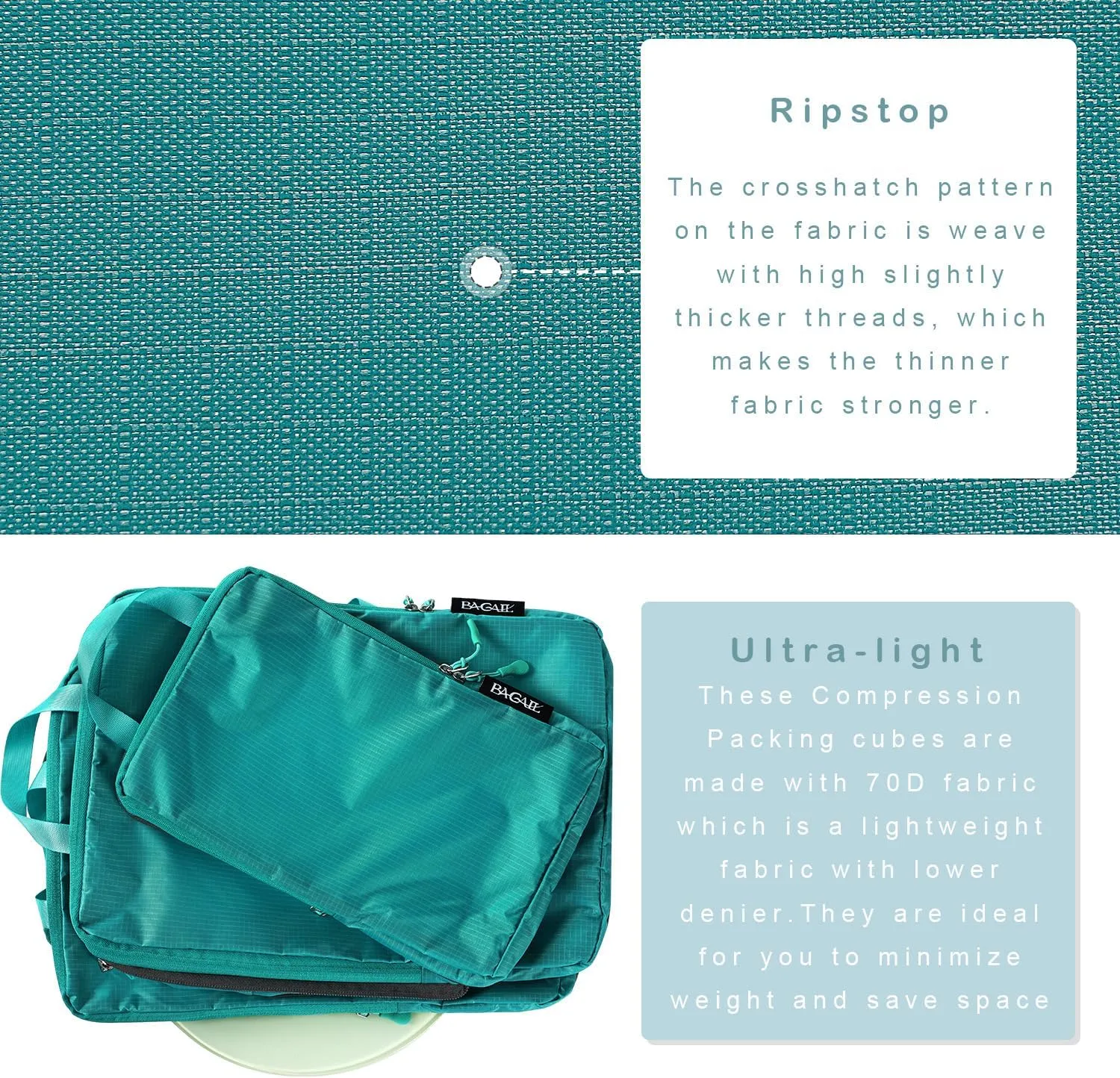 BAGAIL 4 Set/6 Set Ultralight Compression Packing Cubes Packing Organizer for Travel Accessories Luggage Suitcase Backpack