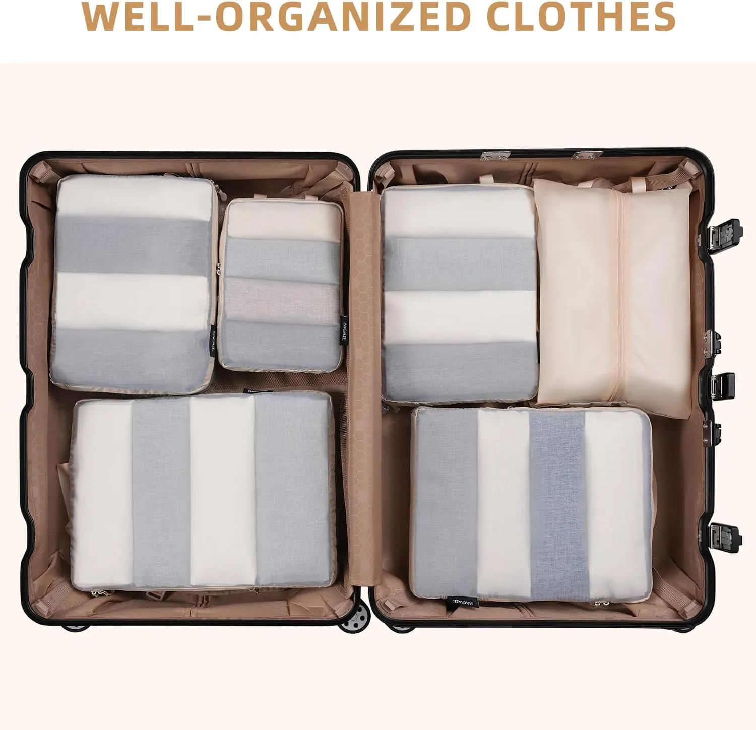 BAGAIL 4 Set/6 Set Ultralight Compression Packing Cubes Packing Organizer for Travel Accessories Luggage Suitcase Backpack