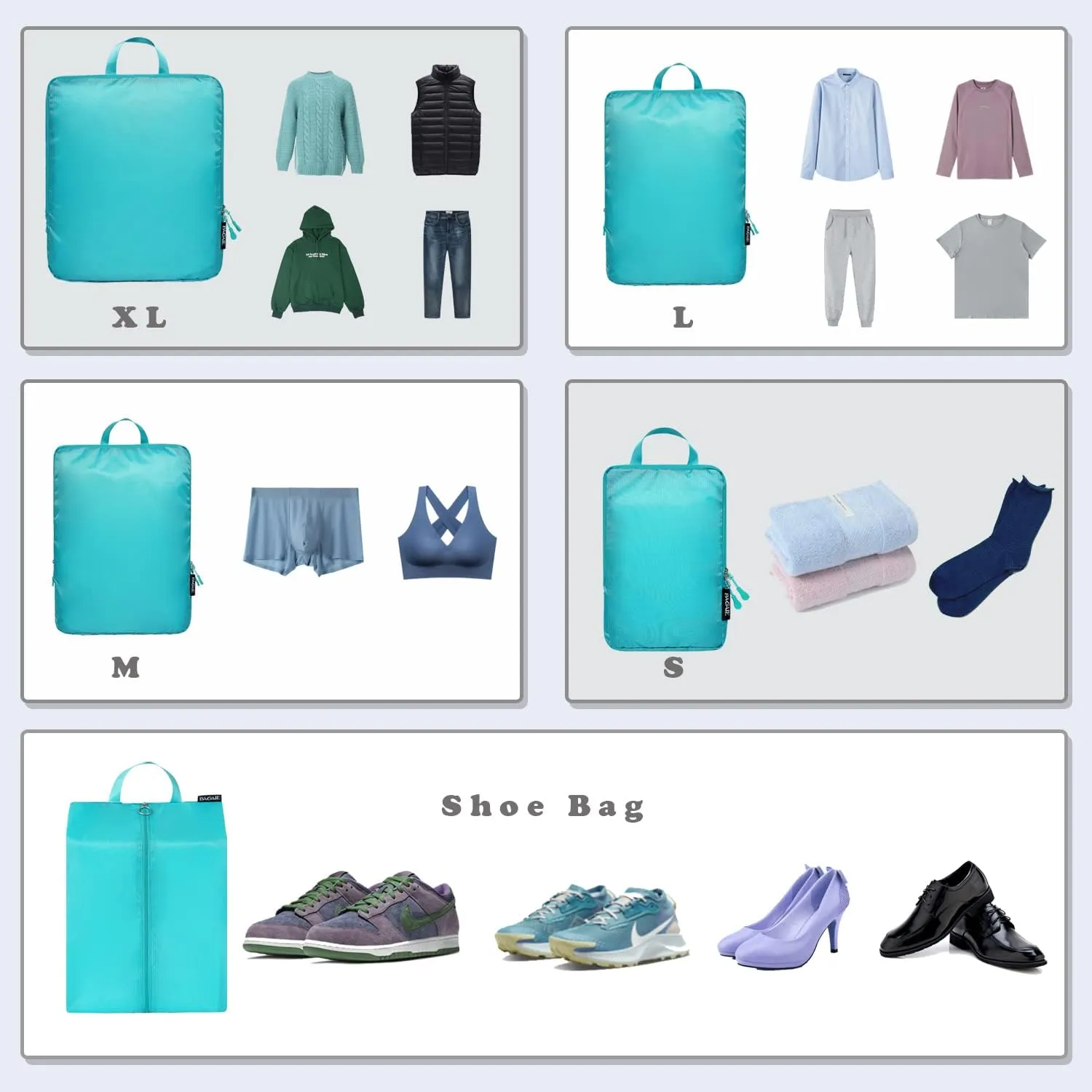 BAGAIL 4 Set/6 Set Ultralight Compression Packing Cubes Packing Organizer for Travel Accessories Luggage Suitcase Backpack