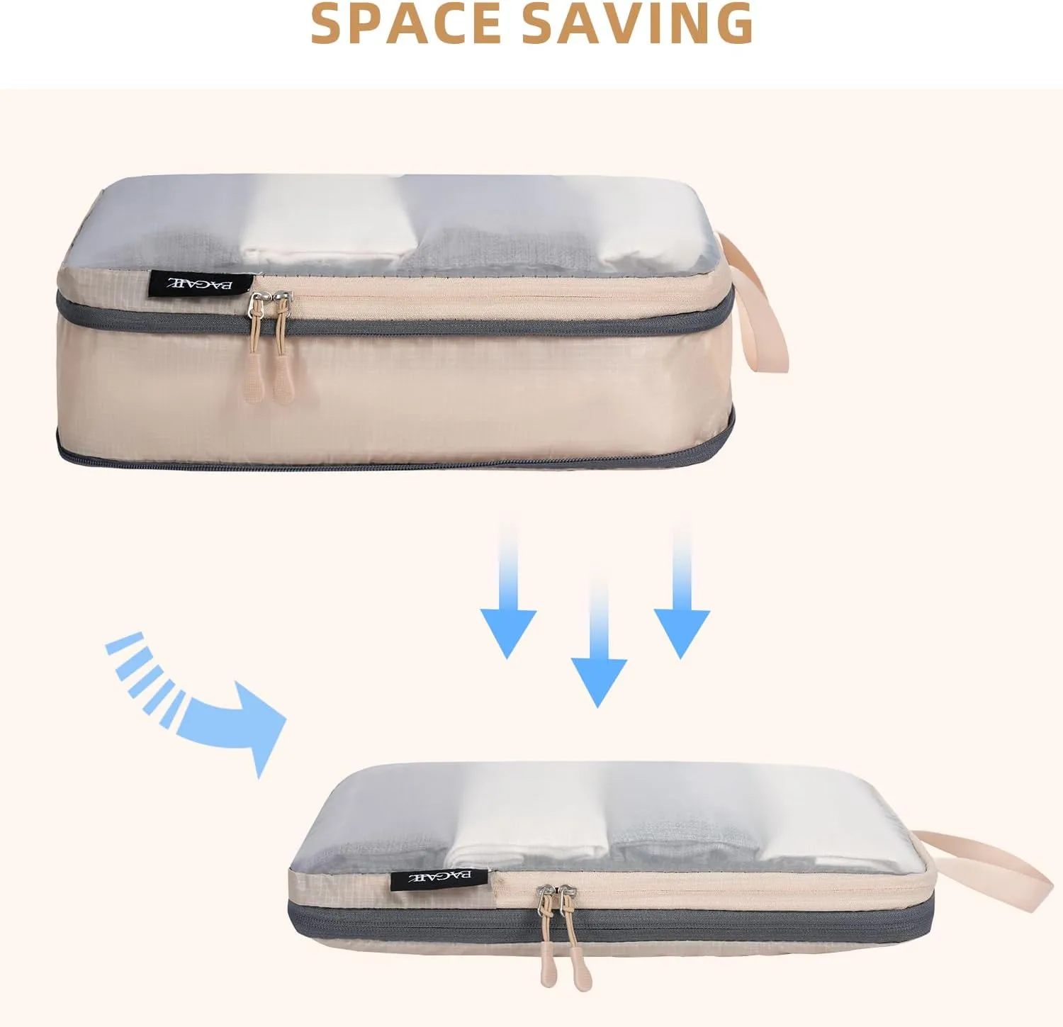 BAGAIL 4 Set/6 Set Ultralight Compression Packing Cubes Packing Organizer for Travel Accessories Luggage Suitcase Backpack