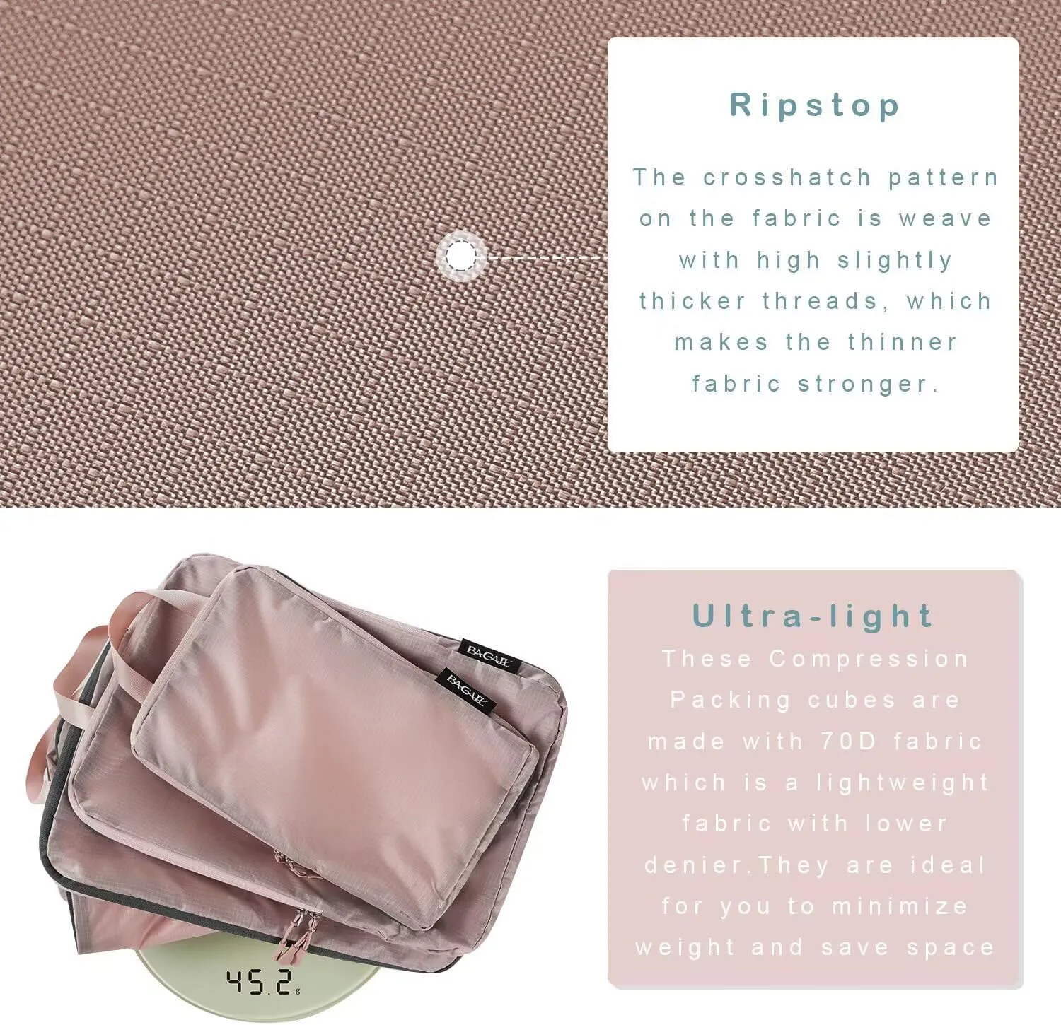 BAGAIL 4 Set/6 Set Ultralight Compression Packing Cubes Packing Organizer for Travel Accessories Luggage Suitcase Backpack