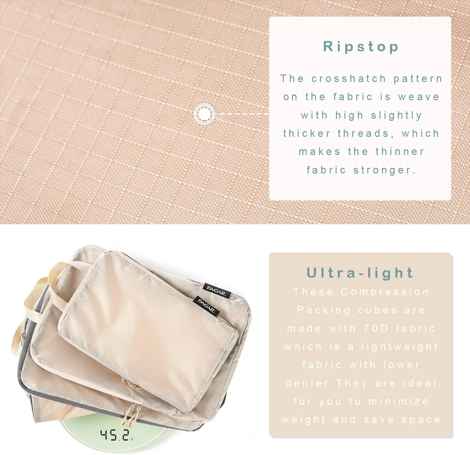 BAGAIL 4 Set/6 Set Ultralight Compression Packing Cubes Packing Organizer for Travel Accessories Luggage Suitcase Backpack