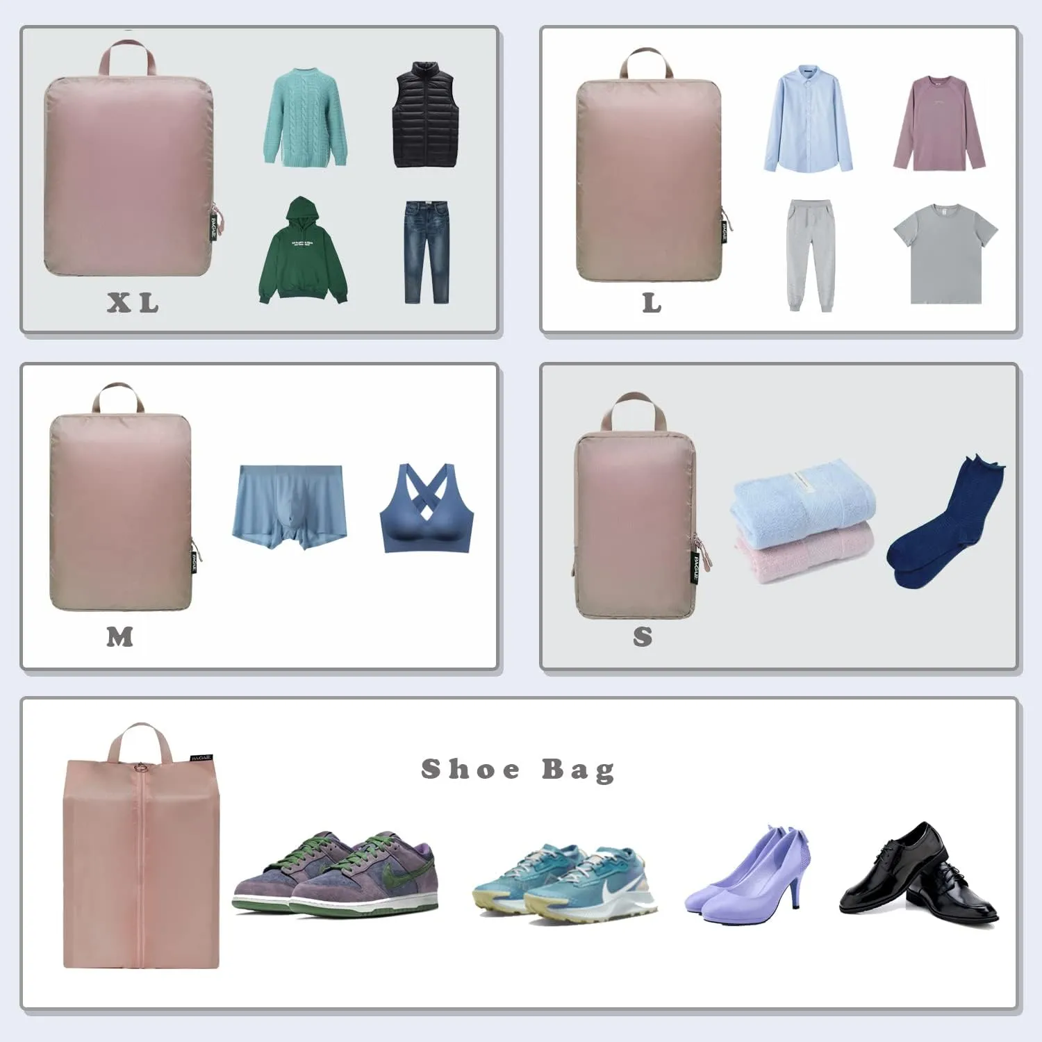 BAGAIL 4 Set/6 Set Ultralight Compression Packing Cubes Packing Organizer for Travel Accessories Luggage Suitcase Backpack