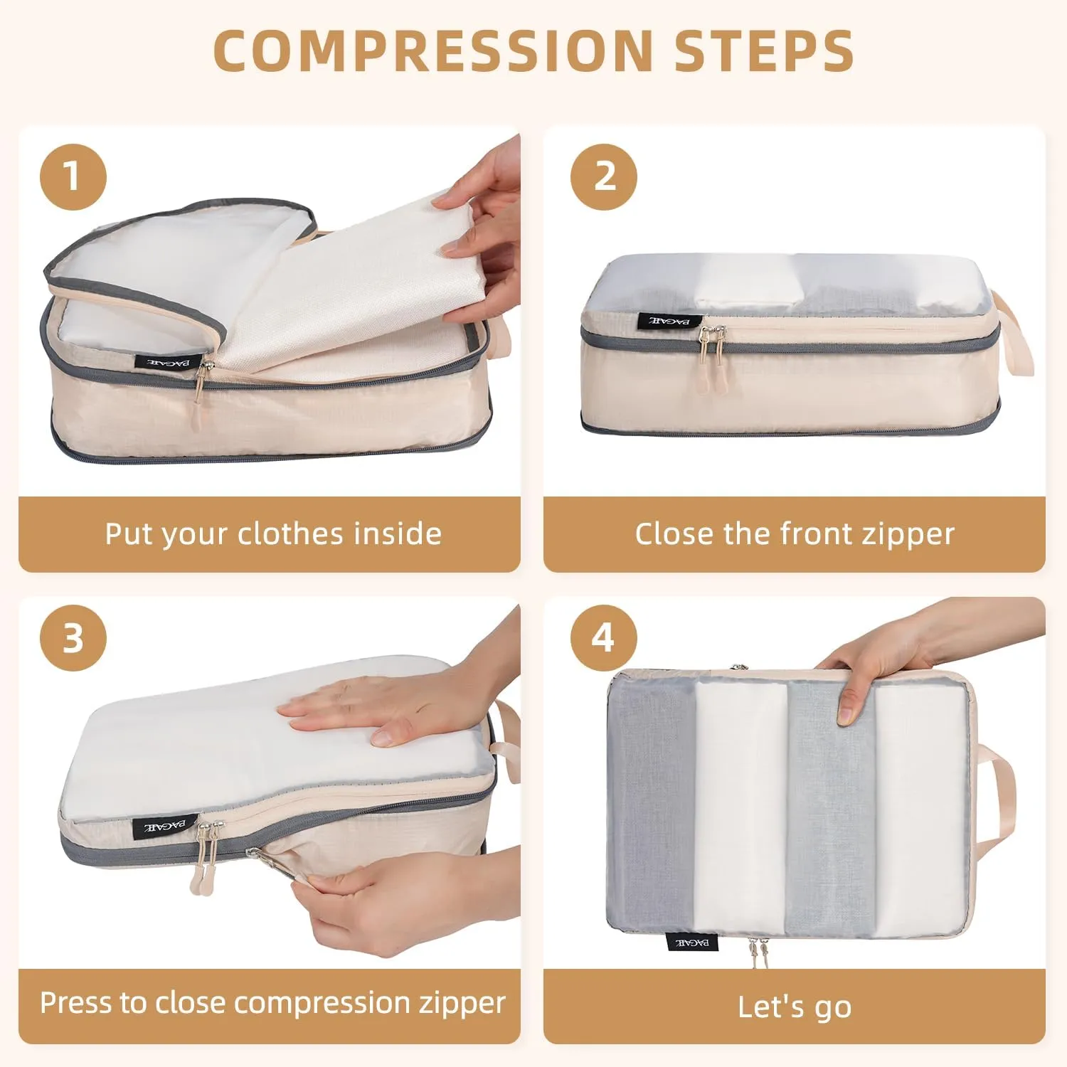 BAGAIL 4 Set/6 Set Ultralight Compression Packing Cubes Packing Organizer for Travel Accessories Luggage Suitcase Backpack