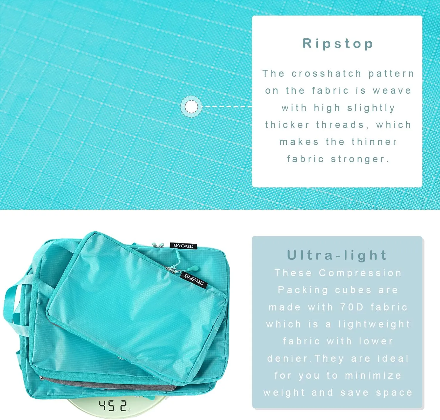 BAGAIL 4 Set/6 Set Ultralight Compression Packing Cubes Packing Organizer for Travel Accessories Luggage Suitcase Backpack