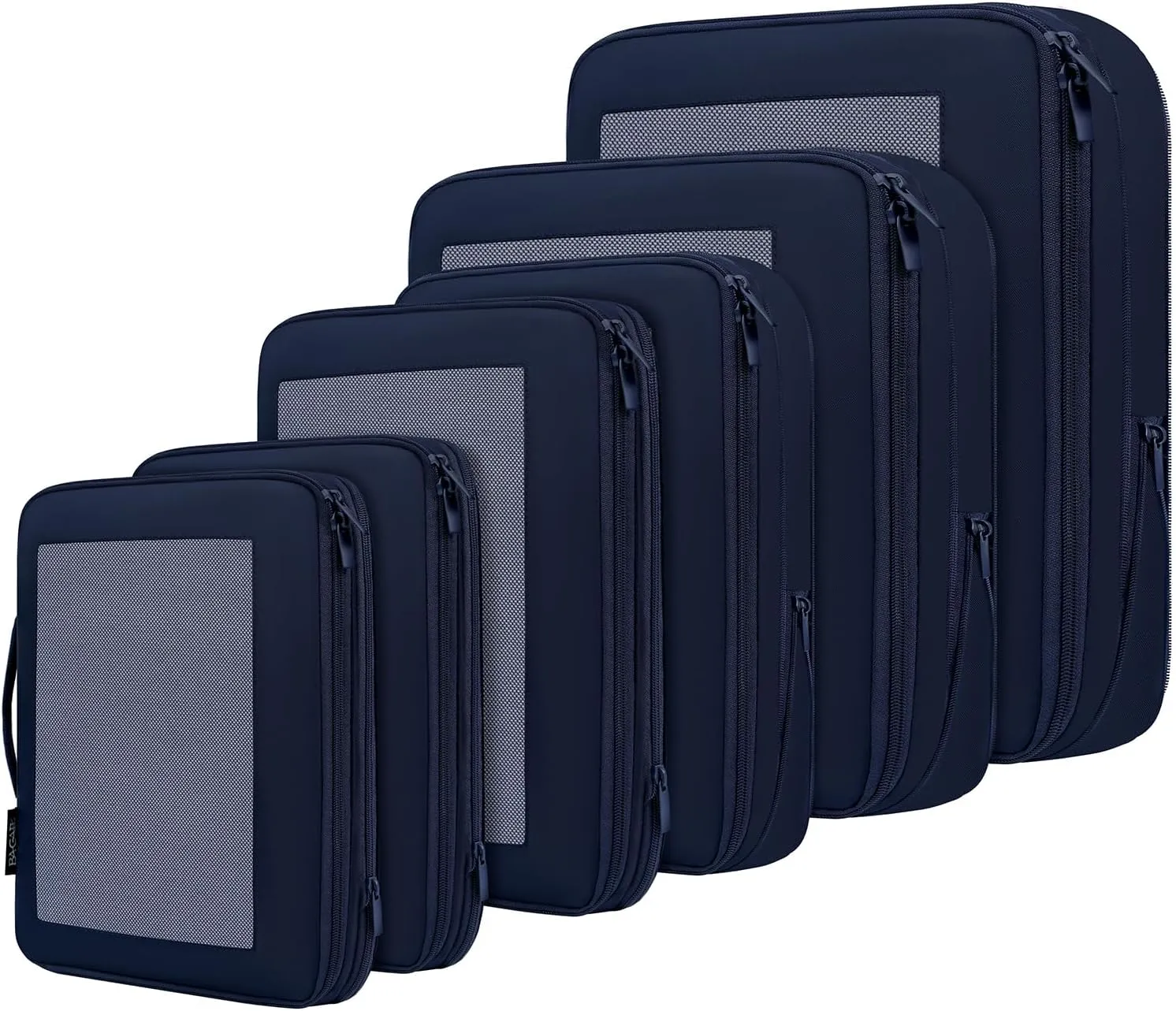 BAGAIL 4 Set/6 Set/8 Set Compression Packing Cubes Travel Accessories Expandable Packing Organizers(Navy SquareMesh 6 Set)