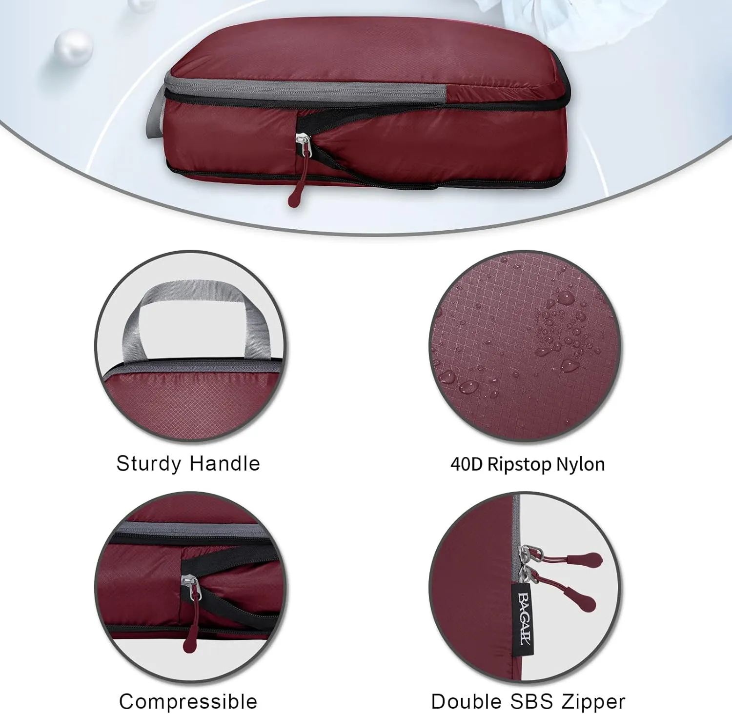 BAGAIL 5 Set/6 Set Ultralight Compression Packing Cubes Travel Accessories Expandable Packing Organizers