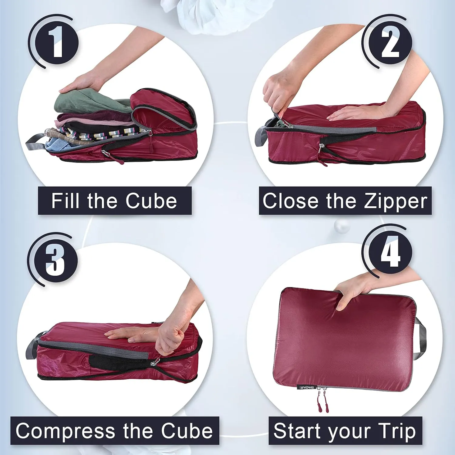 BAGAIL 5 Set/6 Set Ultralight Compression Packing Cubes Travel Accessories Expandable Packing Organizers