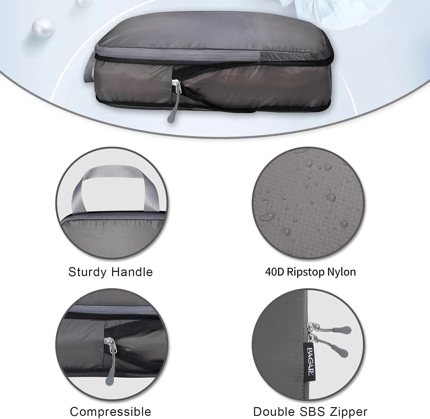 BAGAIL 5 Set/6 Set Ultralight Compression Packing Cubes Travel Accessories Expandable Packing Organizers