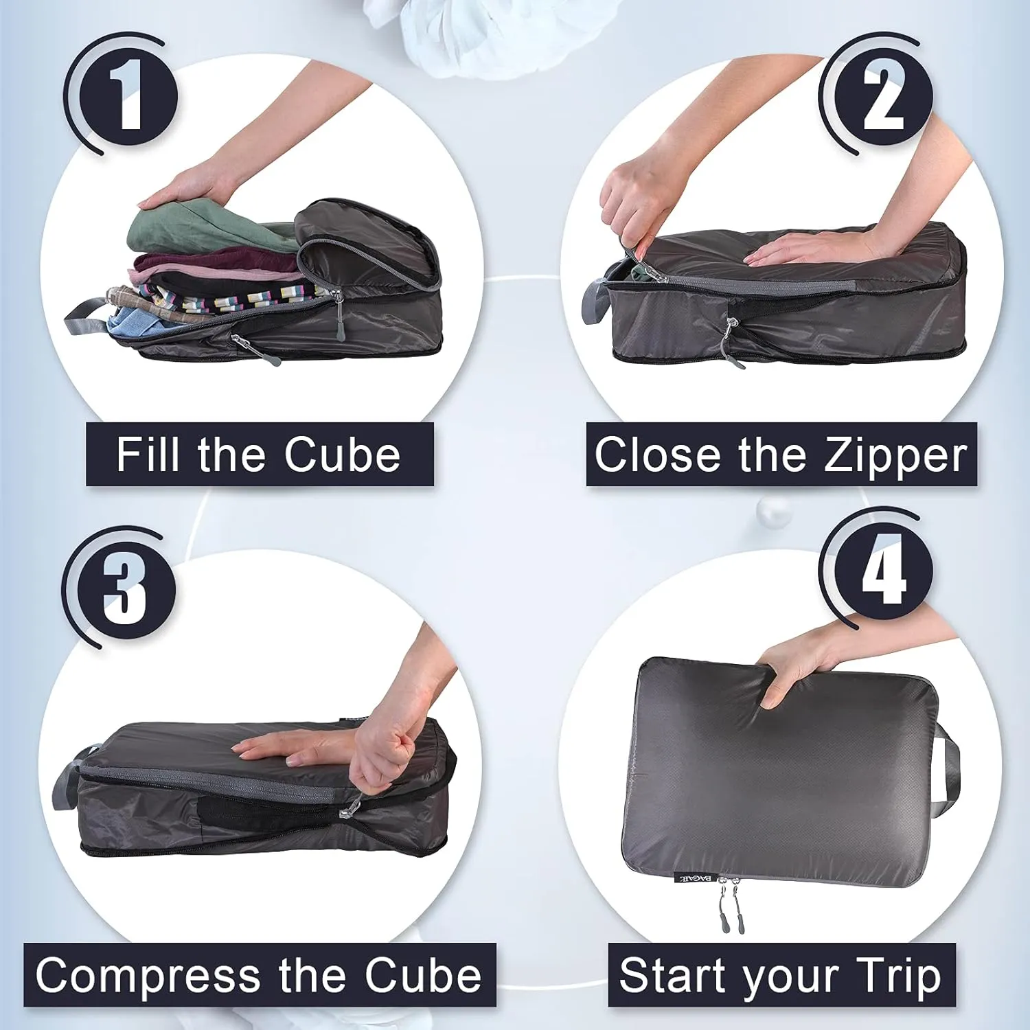BAGAIL 5 Set/6 Set Ultralight Compression Packing Cubes Travel Accessories Expandable Packing Organizers