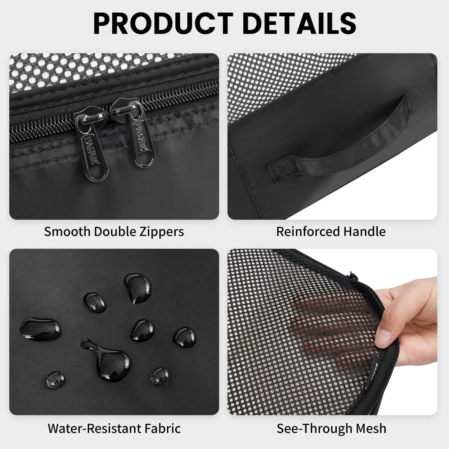 BAGAIL 6 Set Packing Cubes Luggage Packing Organizers for Travel Accessories (Black)
