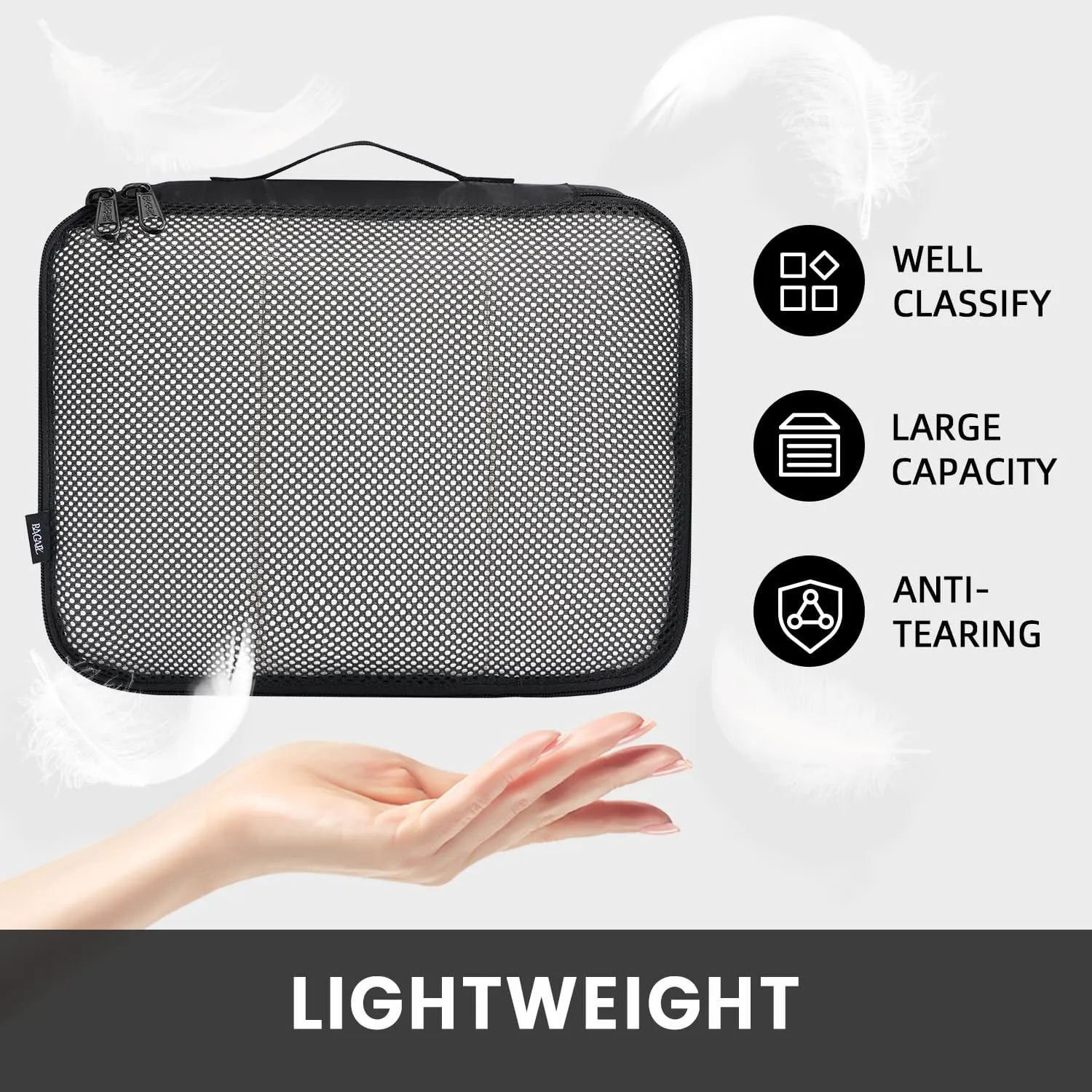 BAGAIL 6 Set Packing Cubes Luggage Packing Organizers for Travel Accessories (Black)