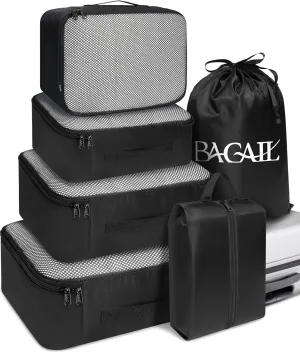 BAGAIL 6 Set Packing Cubes Luggage Packing Organizers for Travel Accessories (Black)