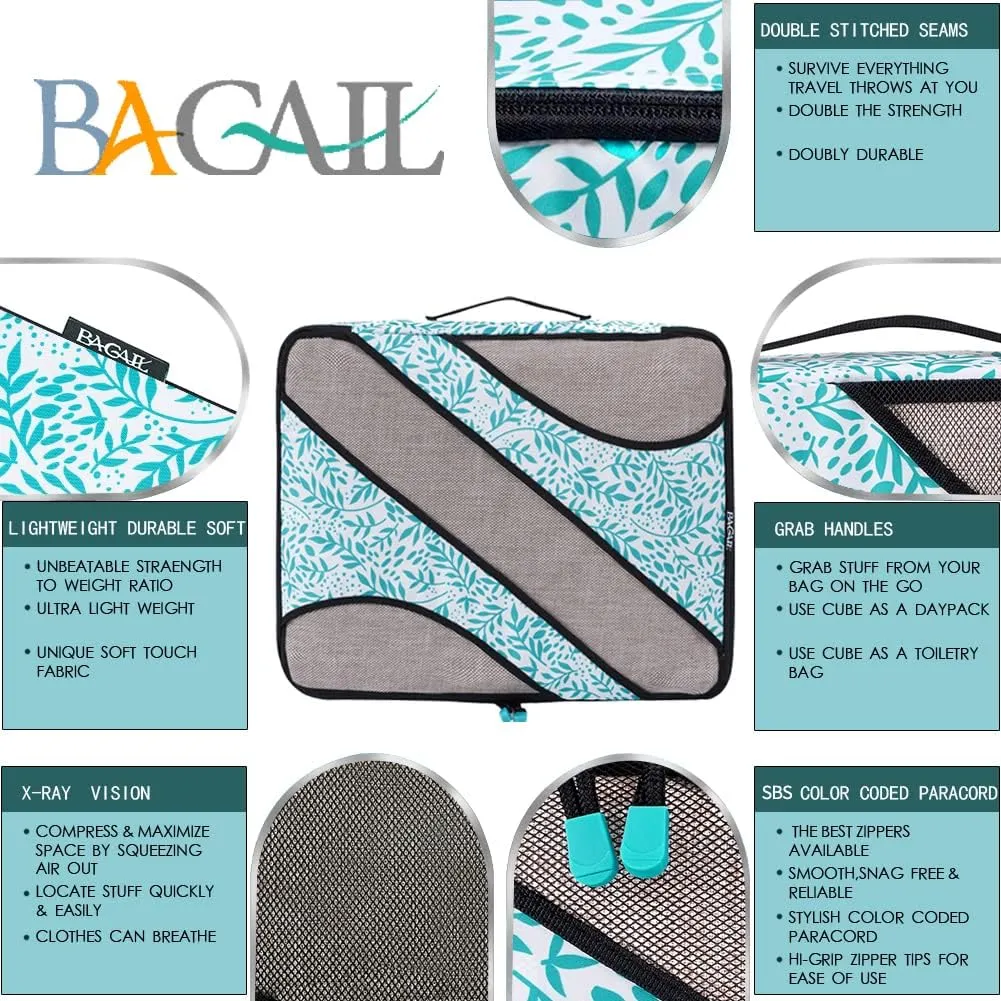 BAGAIL 6 Set Packing Cubes,Travel Luggage Packing Organizers