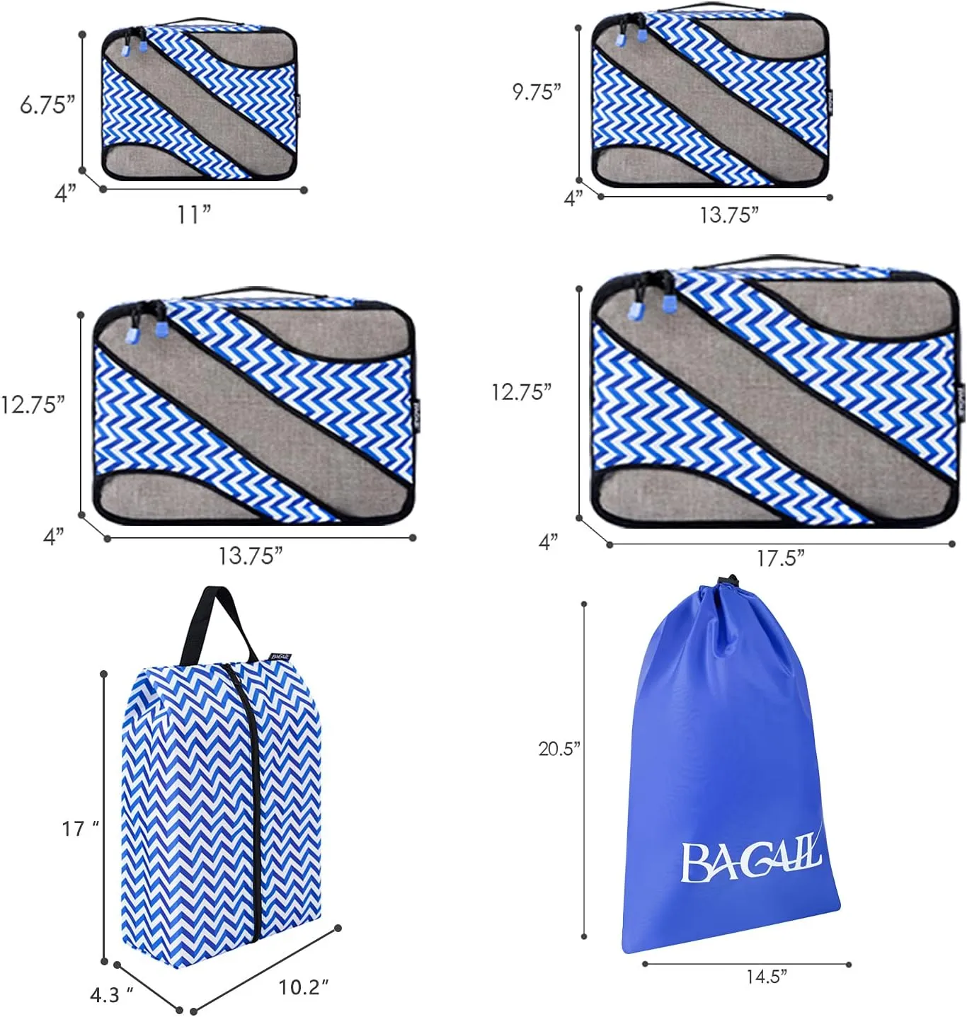 BAGAIL 6 Set Packing Cubes,Travel Luggage Packing Organizers