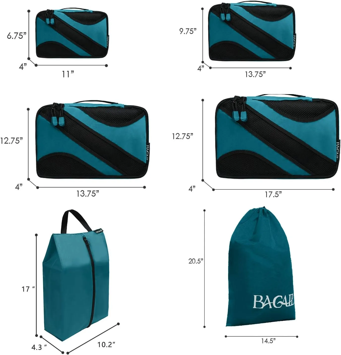 BAGAIL 6 Set Packing Cubes,Travel Luggage Packing Organizers