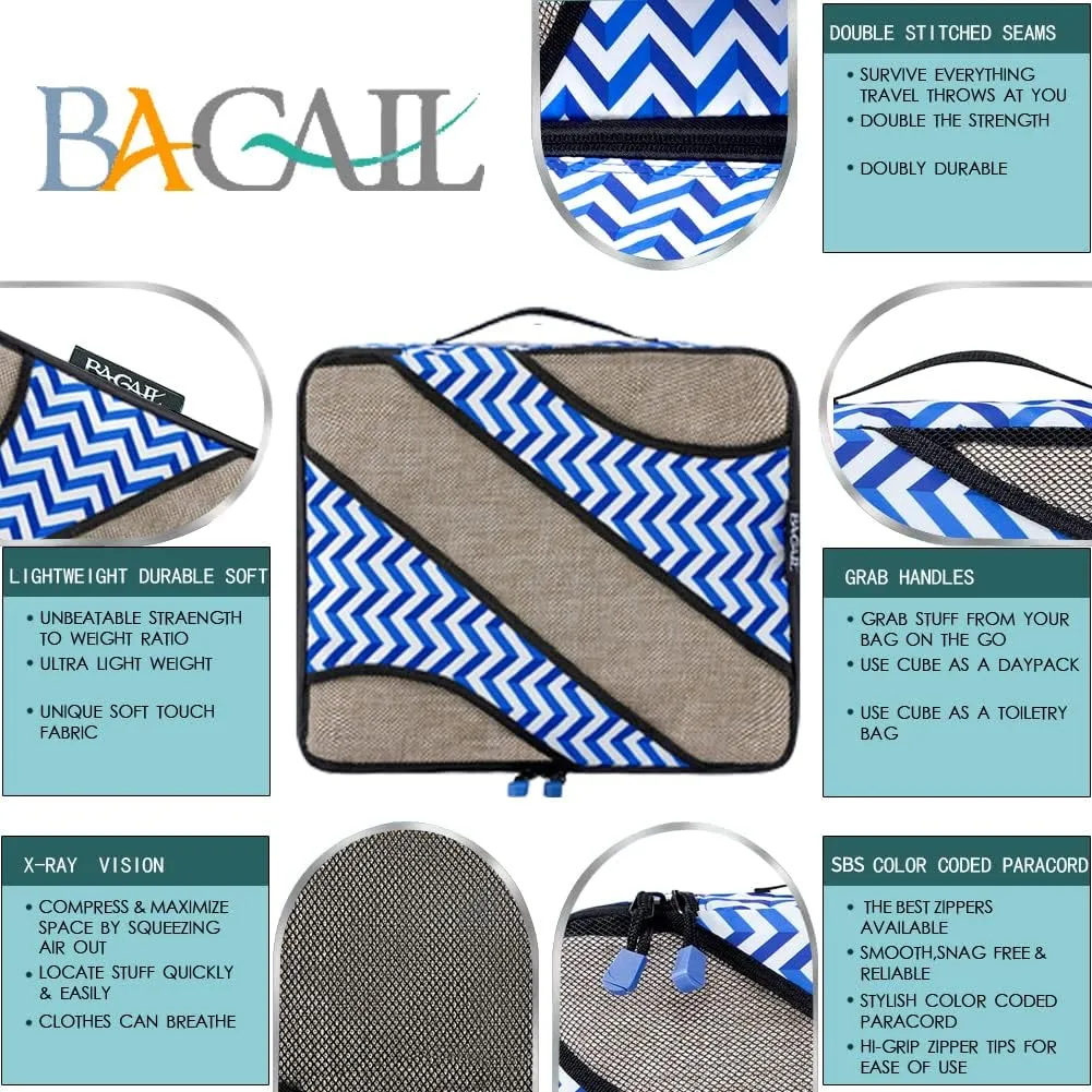 BAGAIL 6 Set Packing Cubes,Travel Luggage Packing Organizers