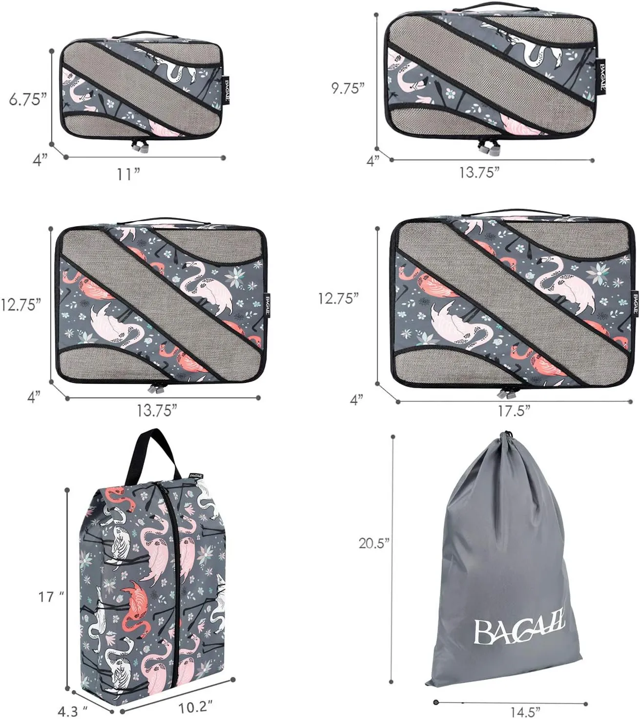 BAGAIL 6 Set Packing Cubes,Travel Luggage Packing Organizers