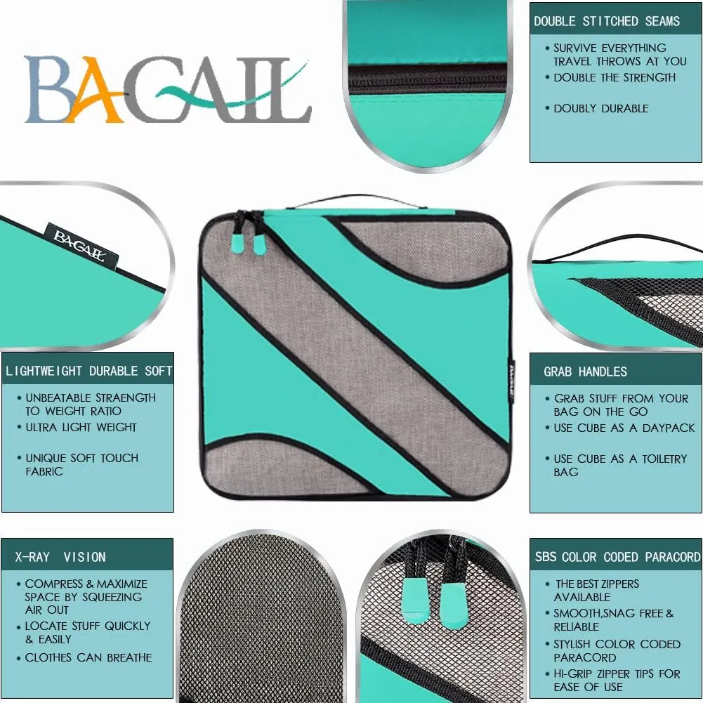 BAGAIL 6 Set Packing Cubes,Travel Luggage Packing Organizers