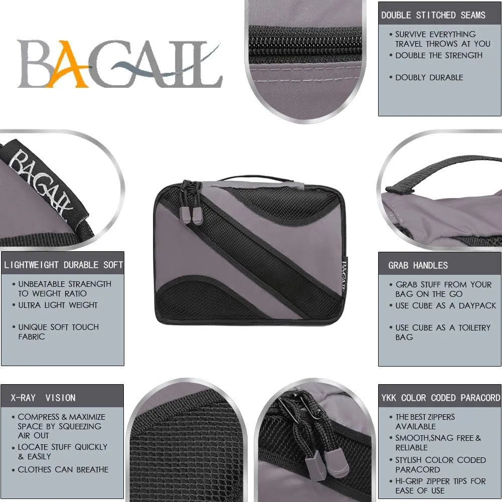 BAGAIL 6 Set Packing Cubes,Travel Luggage Packing Organizers