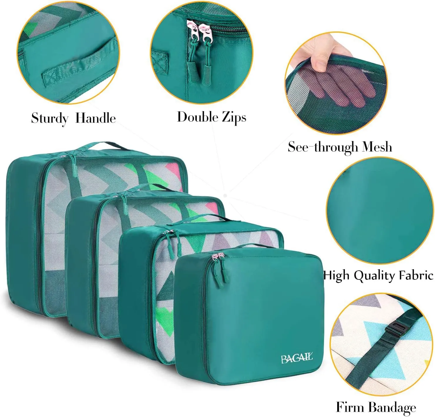 BAGAIL 8 Set Packing Cubes Luggage Packing Organizers for Travel Accessories (Aqua Color)