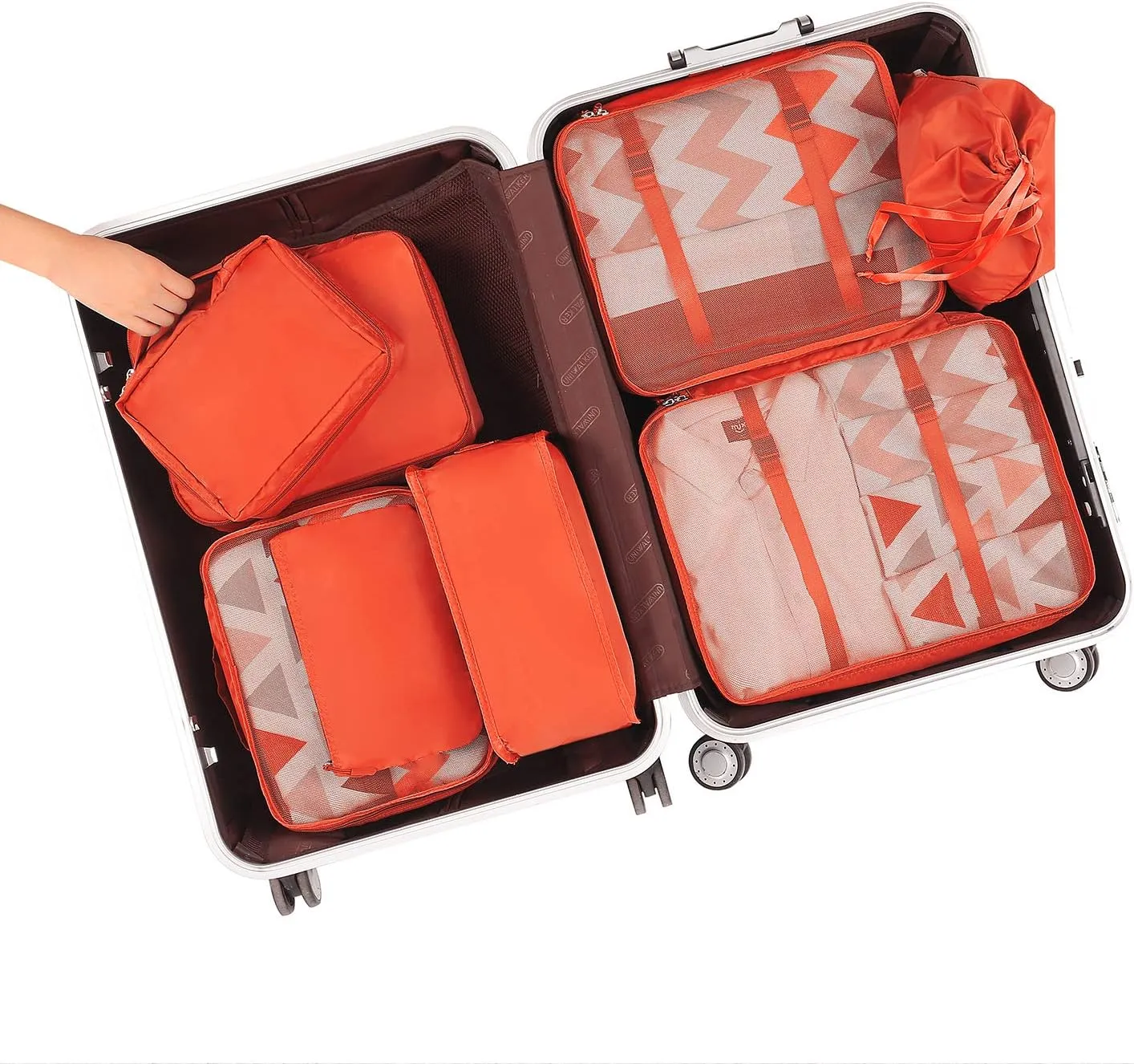 BAGAIL 8 Set Packing Cubes Luggage Packing Organizers for Travel Accessories-Orange