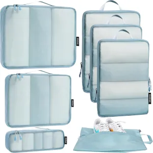 Bagail Ultralight Compression Cubes 7 Set - 3 Packing Cubes, 3 Organizers, and 1 Shoe Bag