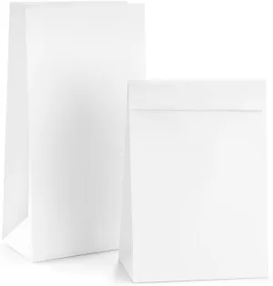 BagDream White Paper Lunch Bags 12LB 7x4.5x13.75 Inches 100Pcs Recycled Kraft Paper Bags Bulk, Disposable, Large for Snack, Lunch, Sandwich, Burger, Baked Food, Craft, Packing