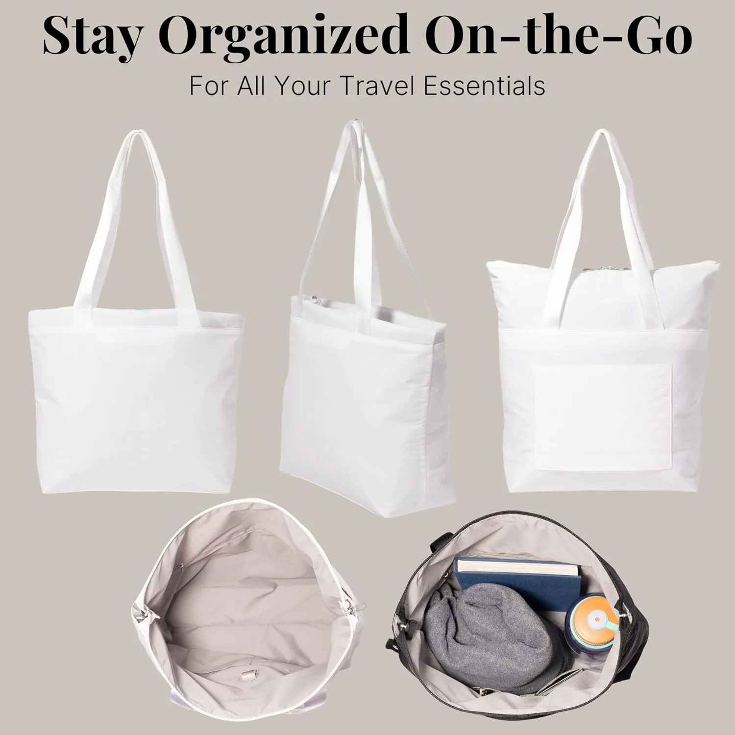 Baggallini Swift Tote Bag for Women - Lightweight 12x16 Nylon Zipped Travel Carry On Bag w/Luggage Sleeve