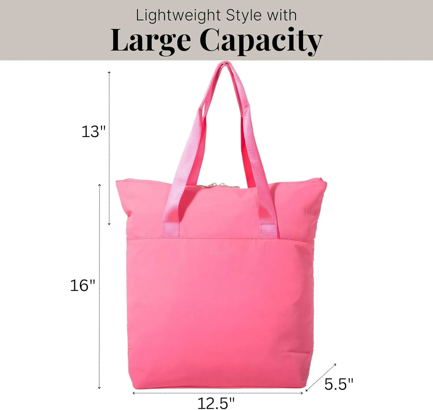 Baggallini Swift Tote Bag for Women - Lightweight 12x16 Nylon Zipped Travel Carry On Bag w/Luggage Sleeve