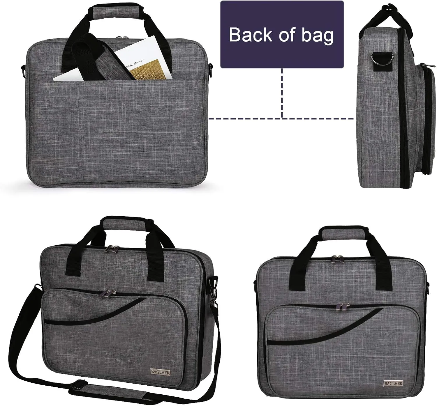 BAGLHER Cross Stitch & Embroidery Organizer Bag - Large Portable Project Storage with 3 Compartments, Travel Friendly Carrying Case for 11.2" Hoops, Threads, Supplies (Gray)