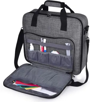 BAGLHER Cross Stitch & Embroidery Organizer Bag - Large Portable Project Storage with 3 Compartments, Travel Friendly Carrying Case for 11.2" Hoops, Threads, Supplies (Gray)