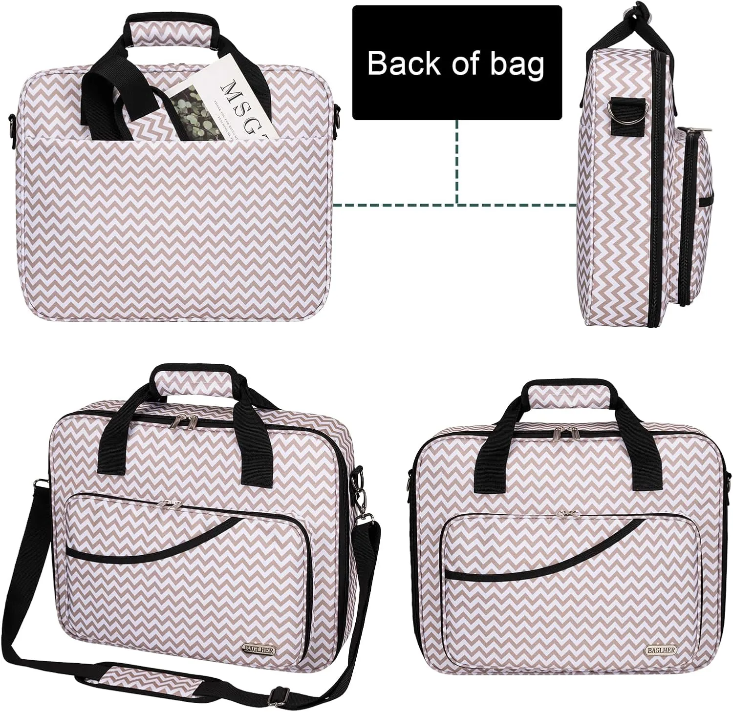 BAGLHER Cross Stitch & Embroidery Organizer Bag - Large Portable Project Storage with 3 Compartments, Travel Friendly Carrying Case for 11.2" Hoops, Threads, Supplies (Stripe)