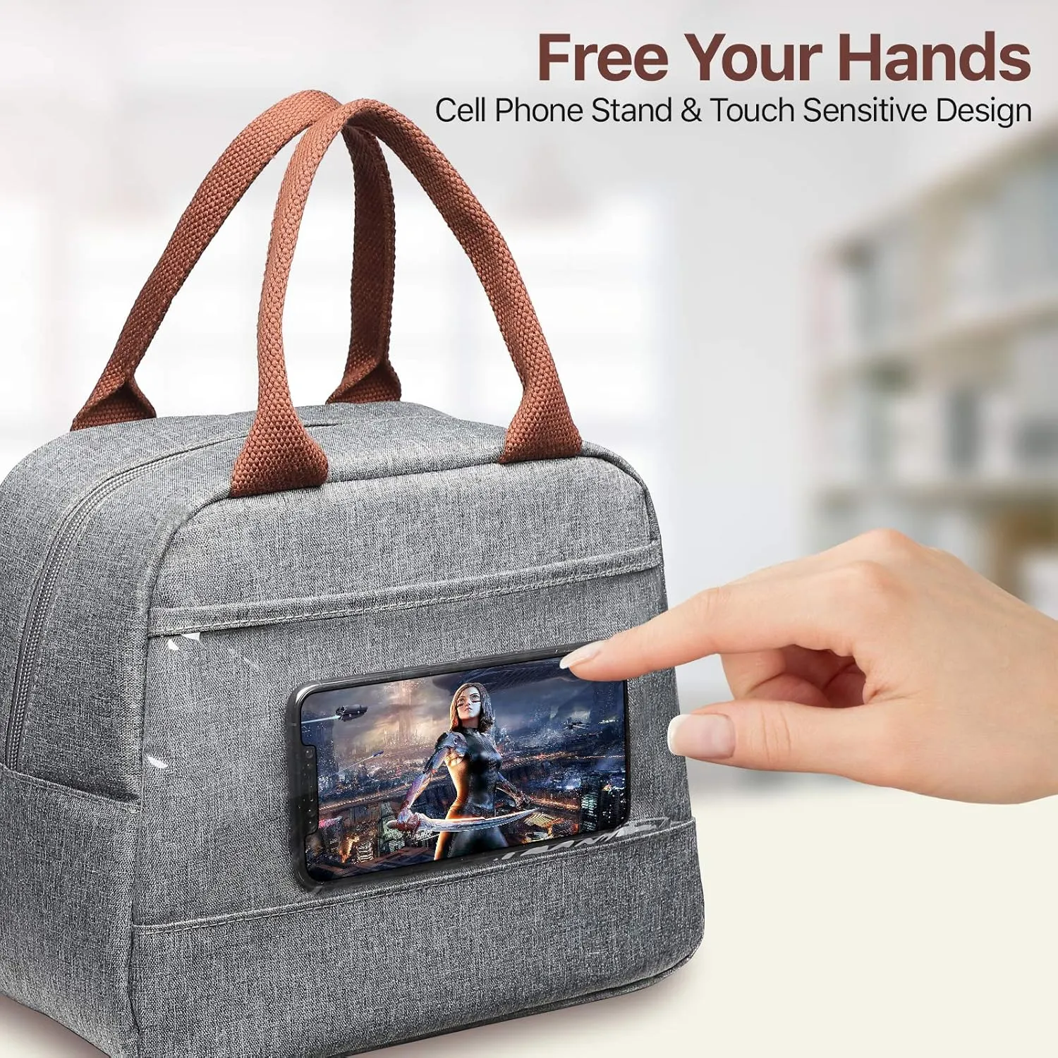 Bagseri Insulated Lunch Bag Women - Lunch Bag for Women Men Reusable Lunch Box Leakproof Thermal Cooler Sack Food Handbags Case High Capacity for Work and Picnic(Light Grey)
