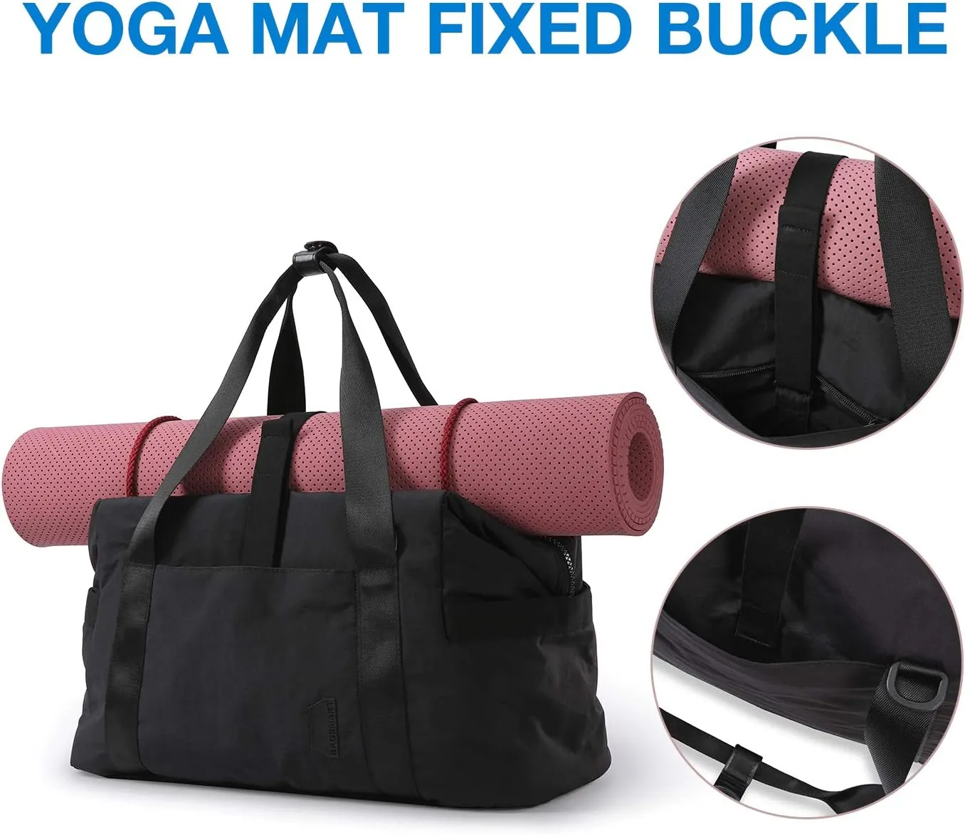 BAGSMART BAGSMART Gym Bag for Women, Carry on Weekender Overnight Travel Duffel Bags with Trolley Sleeve, Personal Item Travel Bag Tote Workout Dance Bag(Black-Large)