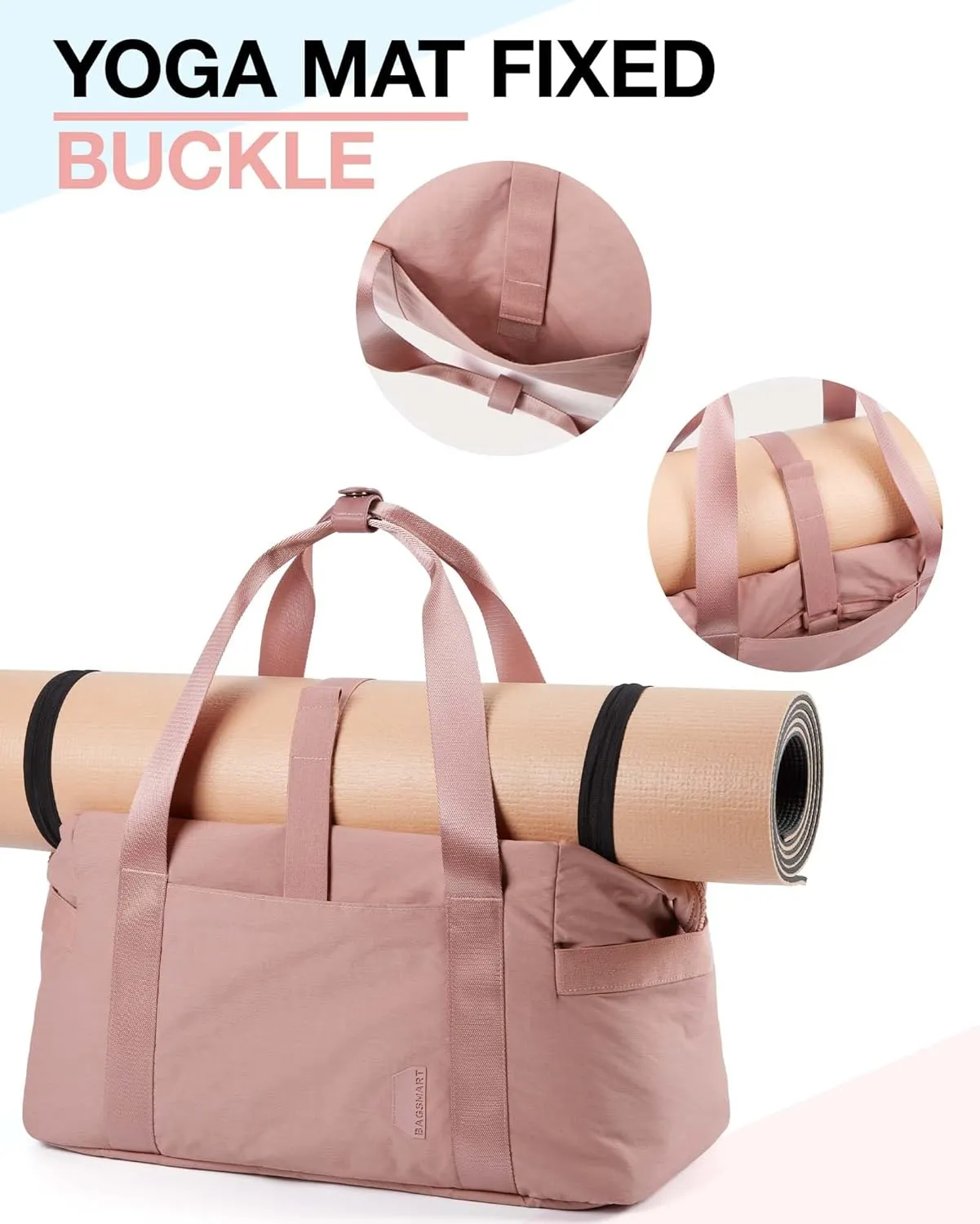 BAGSMART BAGSMART Gym Bag for Women, Carry on Weekender Overnight Travel Duffel Bags with Trolley Sleeve, Personal Item Travel Bag Tote Workout Dance Bag(Dark Pink-Large)