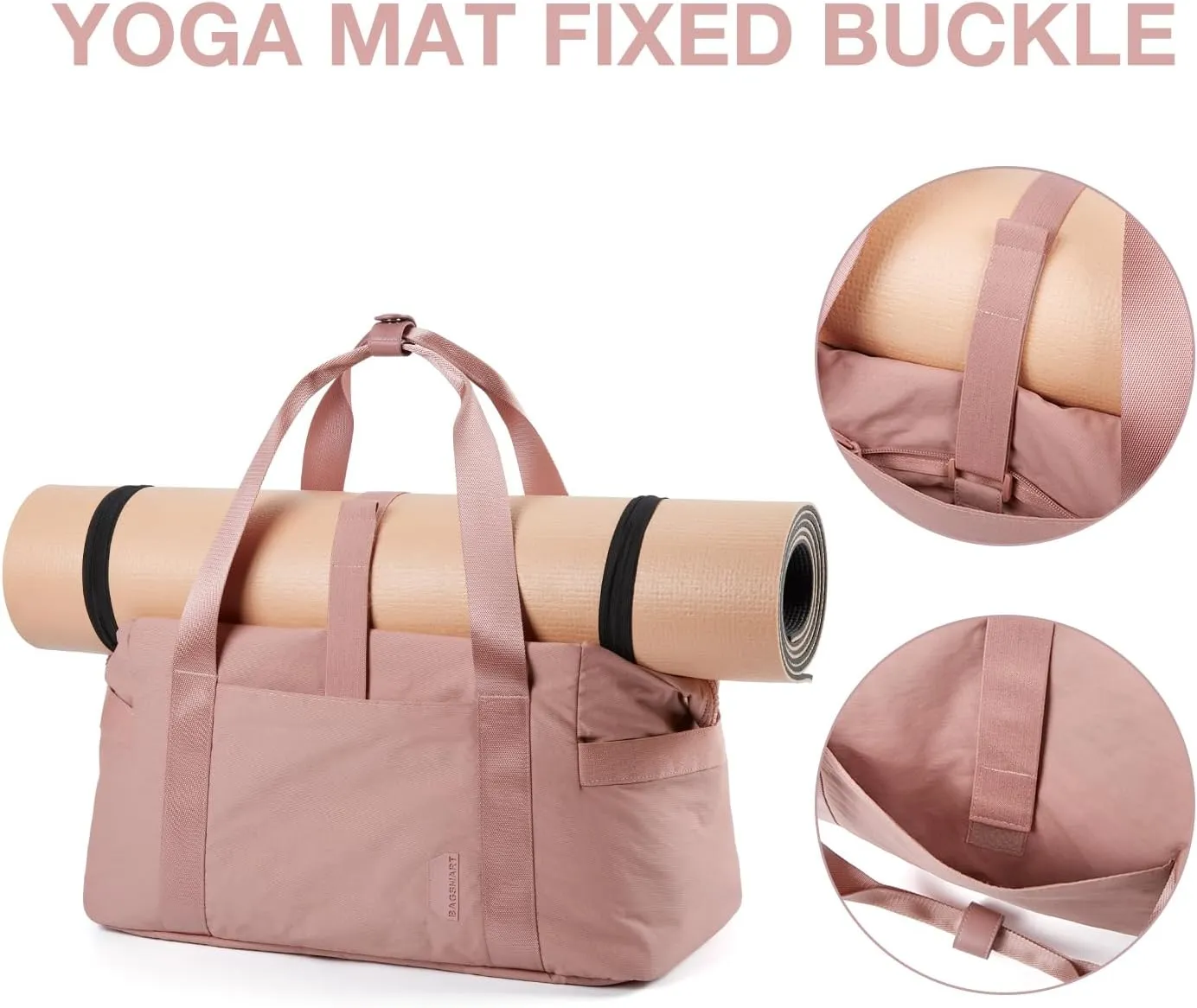 BAGSMART Gym Bag for Women, Carry on Weekender Overnight Bag, Travel Duffel Bags with Trolley Sleeve, Personal Item Travel Bag Tote Bag Workout Dance Bag, Dark Pink