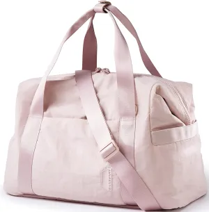 BAGSMART Gym Bag for Women, Carry on Weekender Overnight Travel Duffel Bags with Trolley Sleeve, Personal Item Travel Bag Tote Workout Dance Bag(Pink,Medium)