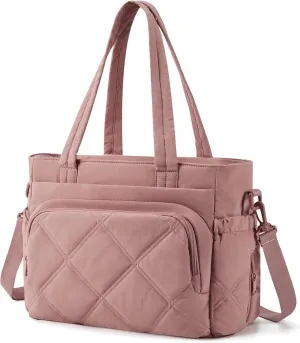 BAGSMART Lunch Bag Women Large Lunch Box Insulated Tote Bag with Multi-Pockets Quilted Puffy Tote for Work, Outdoors