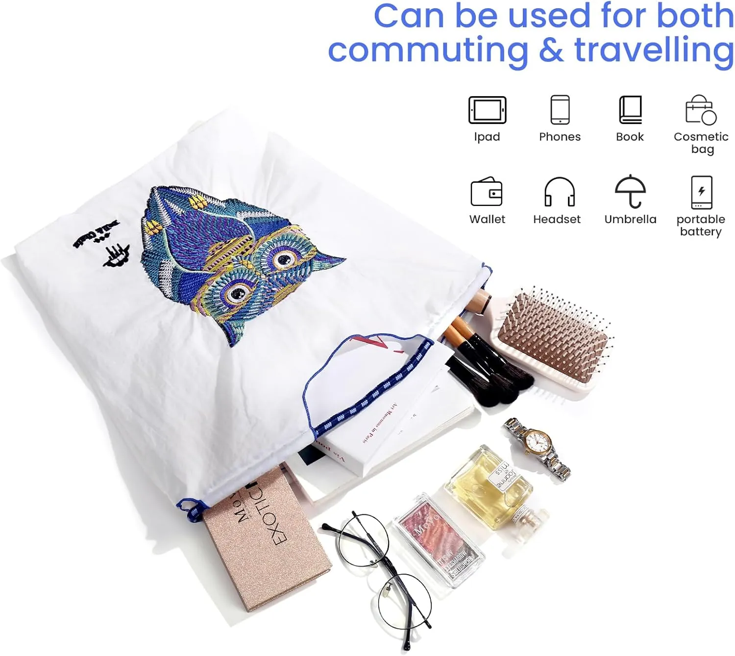 Ball&Chain Nylon Travel Tote Bag for Women，Lightweight Medium Reusable Grocery Shopping Cloth Bags，Suitable for Daily Life
