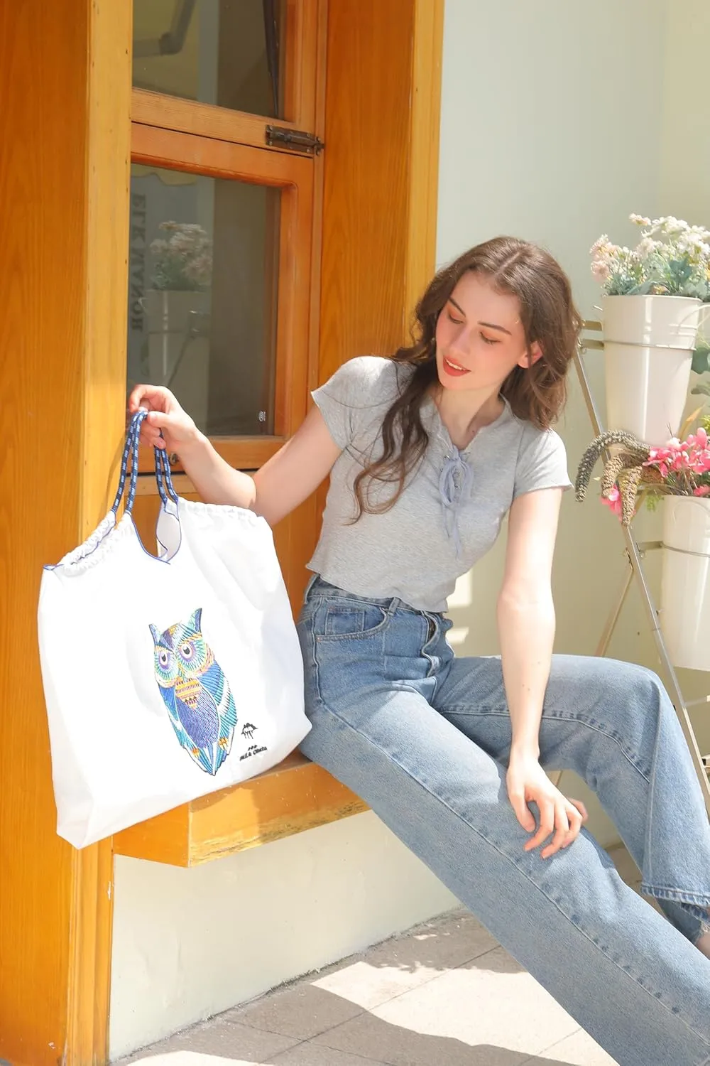 Ball&Chain Nylon Travel Tote Bag for Women，Lightweight Medium Reusable Grocery Shopping Cloth Bags，Suitable for Daily Life