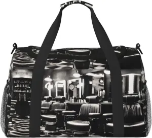 Barber Shop Monochrome Style print Personal Item Bag Large Duffel Bag Travel Bag Weekender Bag Gym Bag Tote Duffel bag