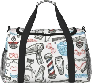 Barber Shop Monochrome Style print Personal Item Bag Large Duffel Bag Travel Bag Weekender Bag Gym Bag Tote Duffel bag
