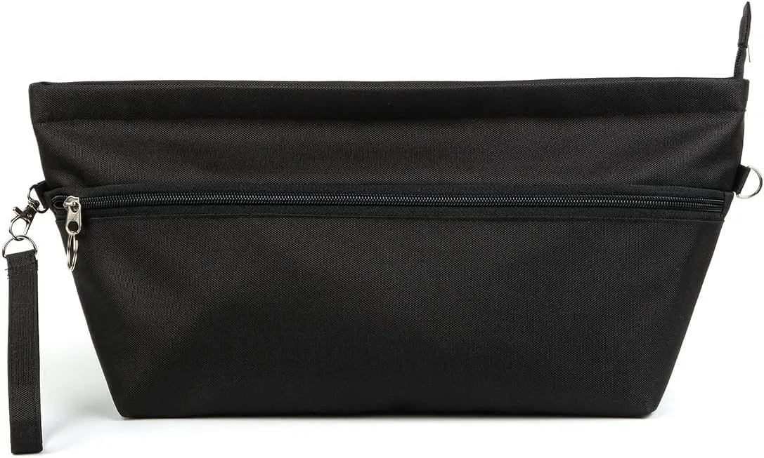 BARVEN Purse Oxford Organizer Insert for Handbag Repels Dirt Sturdy Durable Bag Organizer with Zipper 10 Pockets for Speedy and Neverfull (Black, Large)