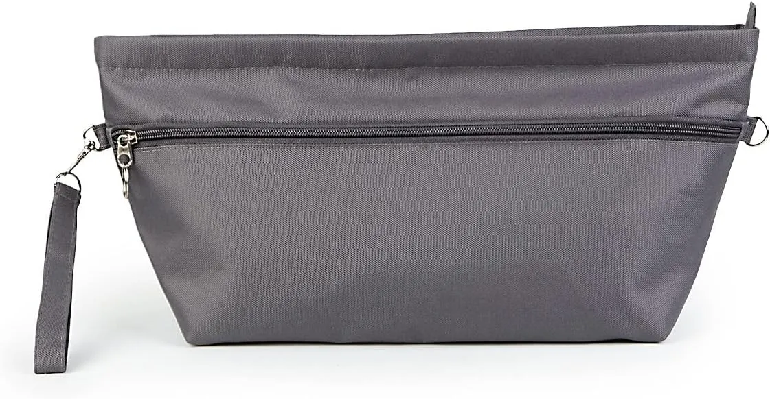BARVEN Purse Oxford Organizer Insert for Handbag Repels Dirt Sturdy Durable Bag Organizer with Zipper 10 Pockets for Speedy and Neverfull (Gray, Medium)