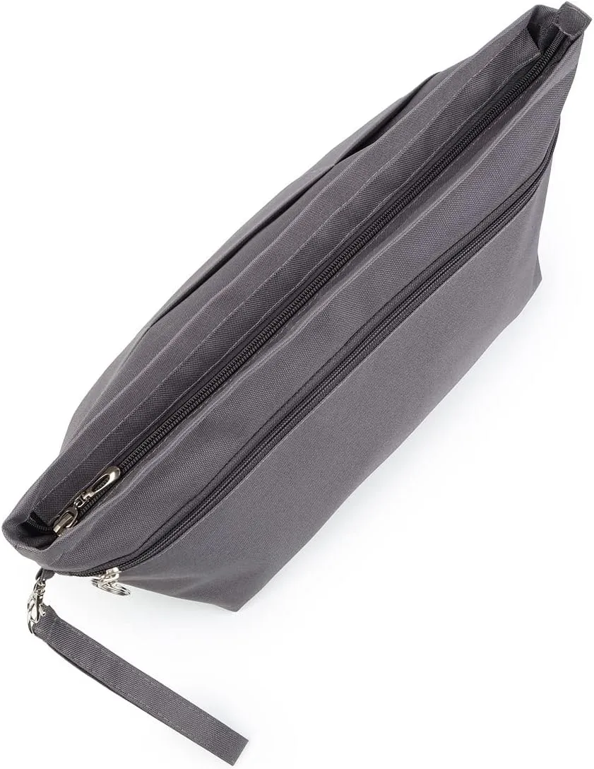 BARVEN Purse Oxford Organizer Insert for Handbag Repels Dirt Sturdy Durable Bag Organizer with Zipper 10 Pockets for Speedy and Neverfull (Gray, Medium)