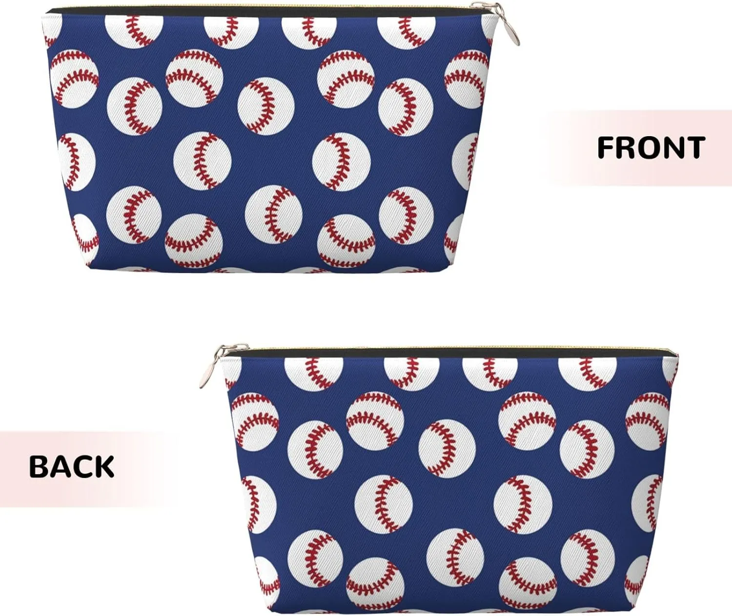 Baseballs Blue Makeup Bag Waterproof Cosmetic Bag Organizer Small Make Up Zipper Pouch Portable Travel Toiletry Bag for Women Girls