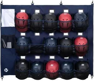 Baseball/Softball Dugout Organizer - 15  Helmet & Glove Storage Bag, Military-Grade 900D Fabric & 6 Reinforced Steel Hooks