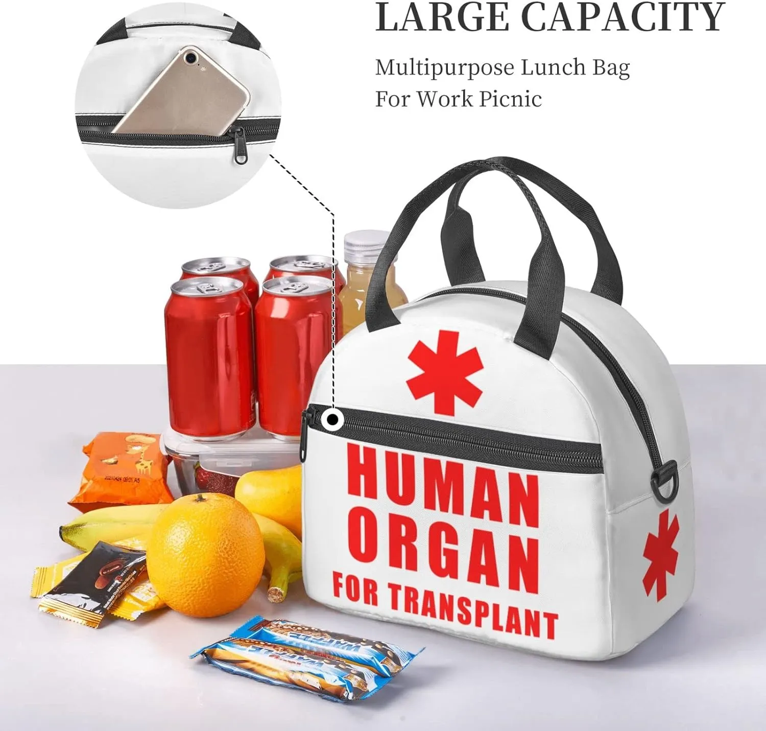 bassyil Insulated Lunch Bag Reusable Lunch Box With Adjustable Shoulder Strap Cooler Tote Bag For Men Women (red)